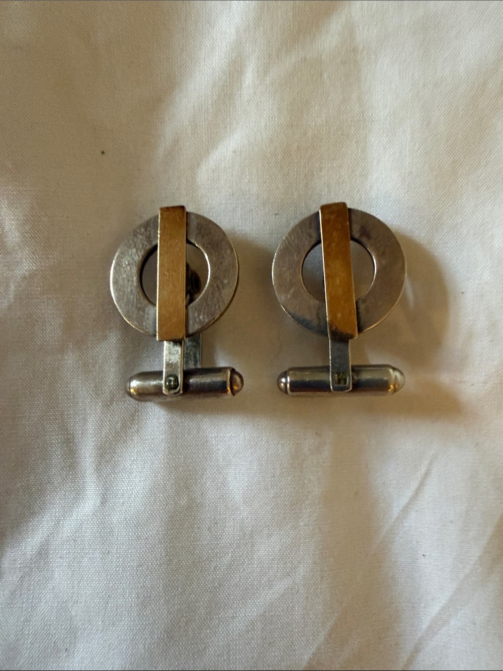 Vintage Walter E. Hayward WEH Sterling Silver & 14K Gold Cufflinks